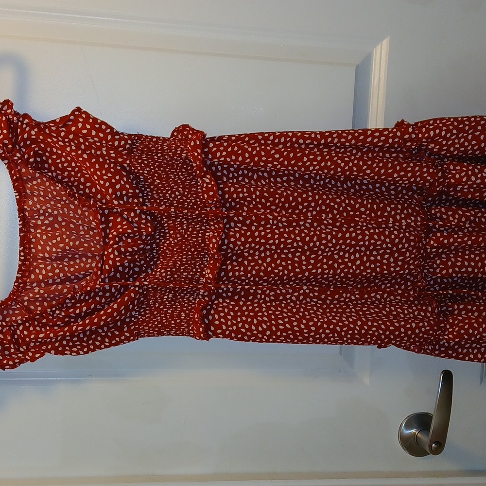 Red and White Patterned Dress